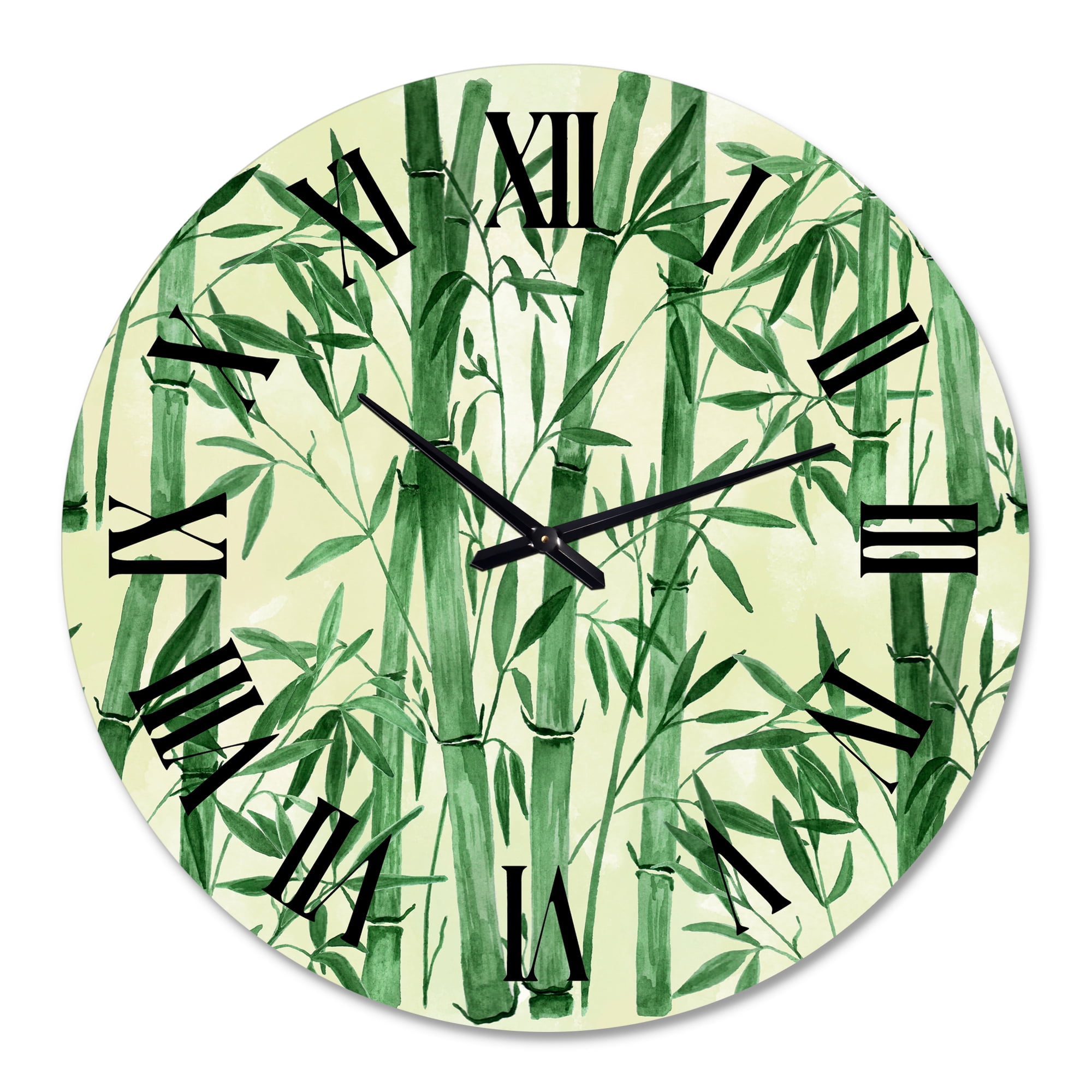 Designart 'Bamboo Branches In The Forest I' Tropical Wall Clock