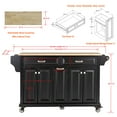 thumbnail image 2 of AR 60.5" Kitchen Island on Wheels, 4 Doors and 3 Drawers, Rolling Storage Cart with Rubberwood Countertop & Adjustable Shelves, Black, 2 of 9