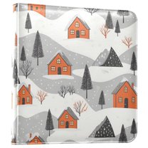 FORMRS 3 Ring Photo Album 4"x6" Self Adhesive Large Capacity PU Leather Cover, Orange Cartoon Houses