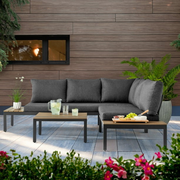 Better Homes & Gardens Bryde 3 Pieces Sectional Sofa and Loveseat Low Seating Patio Set