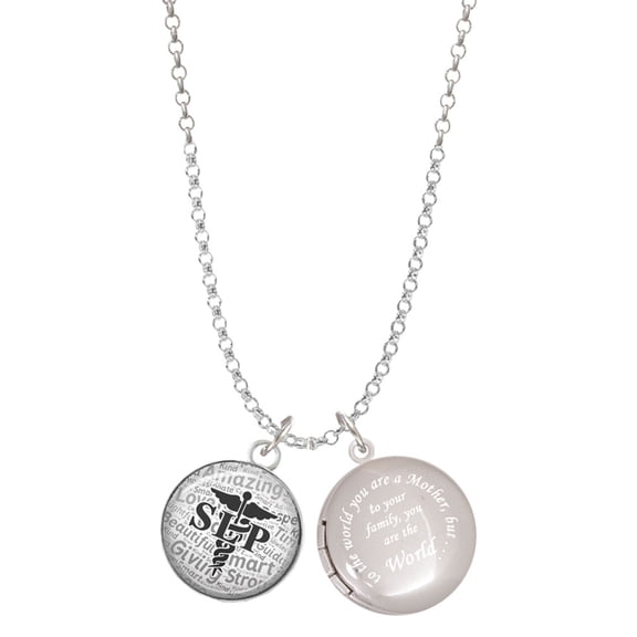 Delight Jewelry Silvertone Domed Black SLP To the World You are a Mother Locket Necklace