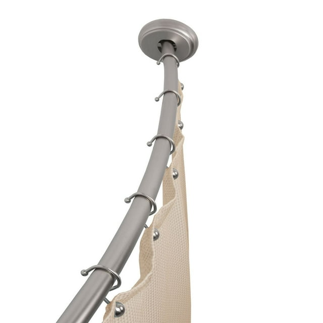 Mainstays Smart Rods Adjustable Curved Shower Curtain Rod, Tool-Free Tension or Wall-Mount Installation, 50" to 72"