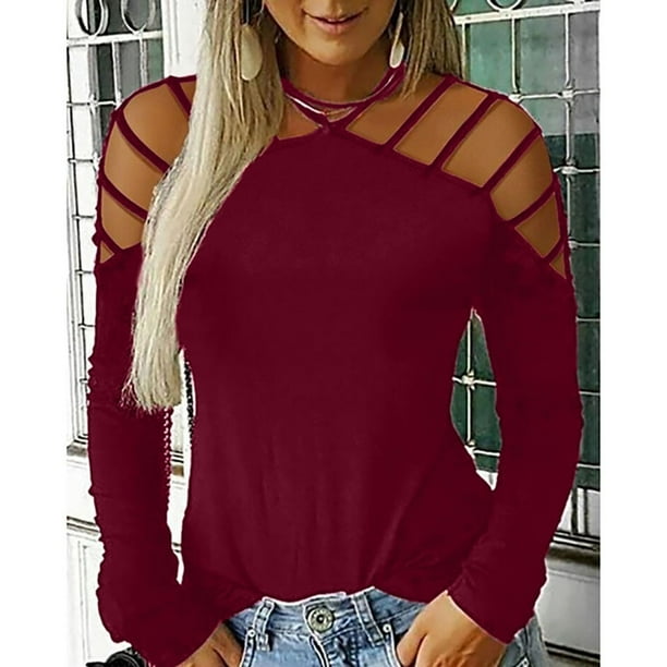 Blusas con cuello alto y hombros descubiertos cheap