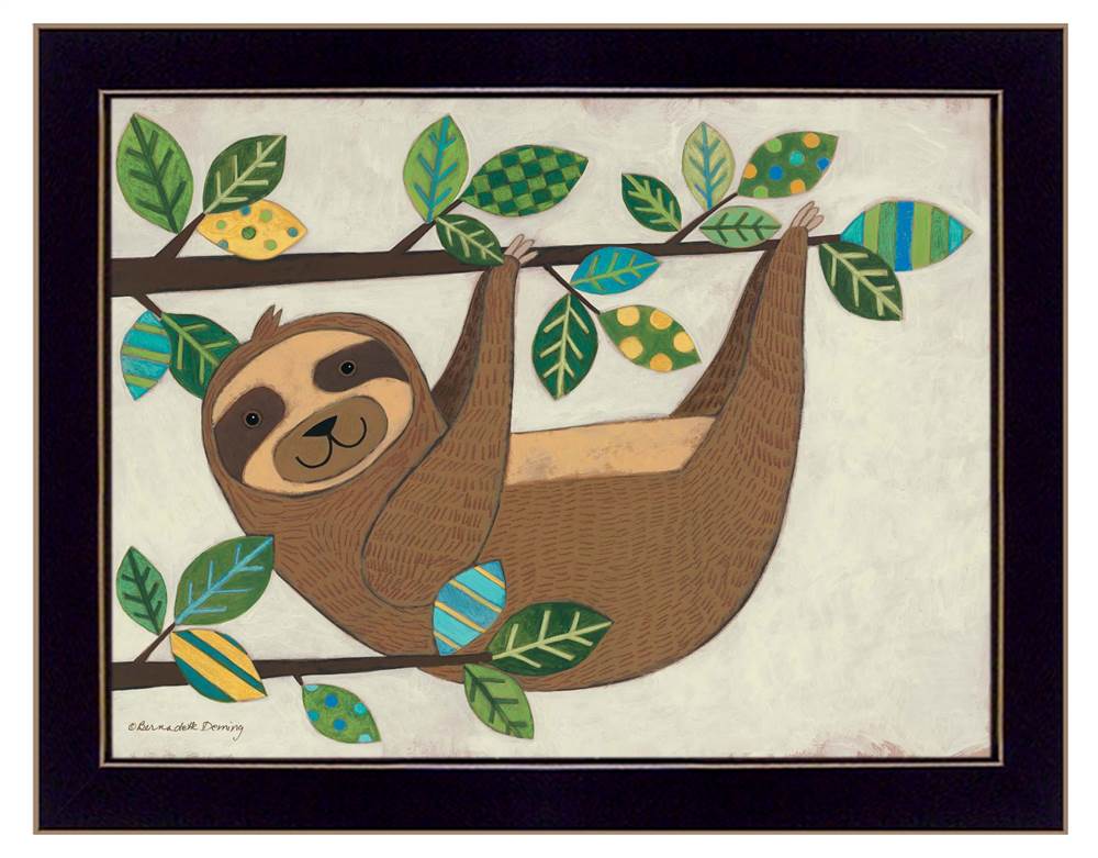 hanging sloth i black framed print wall art  walmartcom  walmartcom