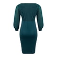 thumbnail image 4 of FAIWAD Robe à Sequins pour Femmes Manches Longues Col en V Robe Élégante Fendue Extensible Slim, 4 of 4