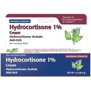 Taro Hydrocortisone Cream 1% Maximum Strength (1 Fl Oz) Fast-Acting Anti-Itch Relief for Eczema, Psoriasis, Rashes, Hives, Bug Bites & Irritated Skin, Dye Free