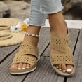 thumbnail image 4 of Dakaela Orthopedic Wedge Sandals for Women 2026 Comfortable Hollow out Bohemian Platform Summer Beach Slip on Slides with Arch Support Brown 6, 4 of 8
