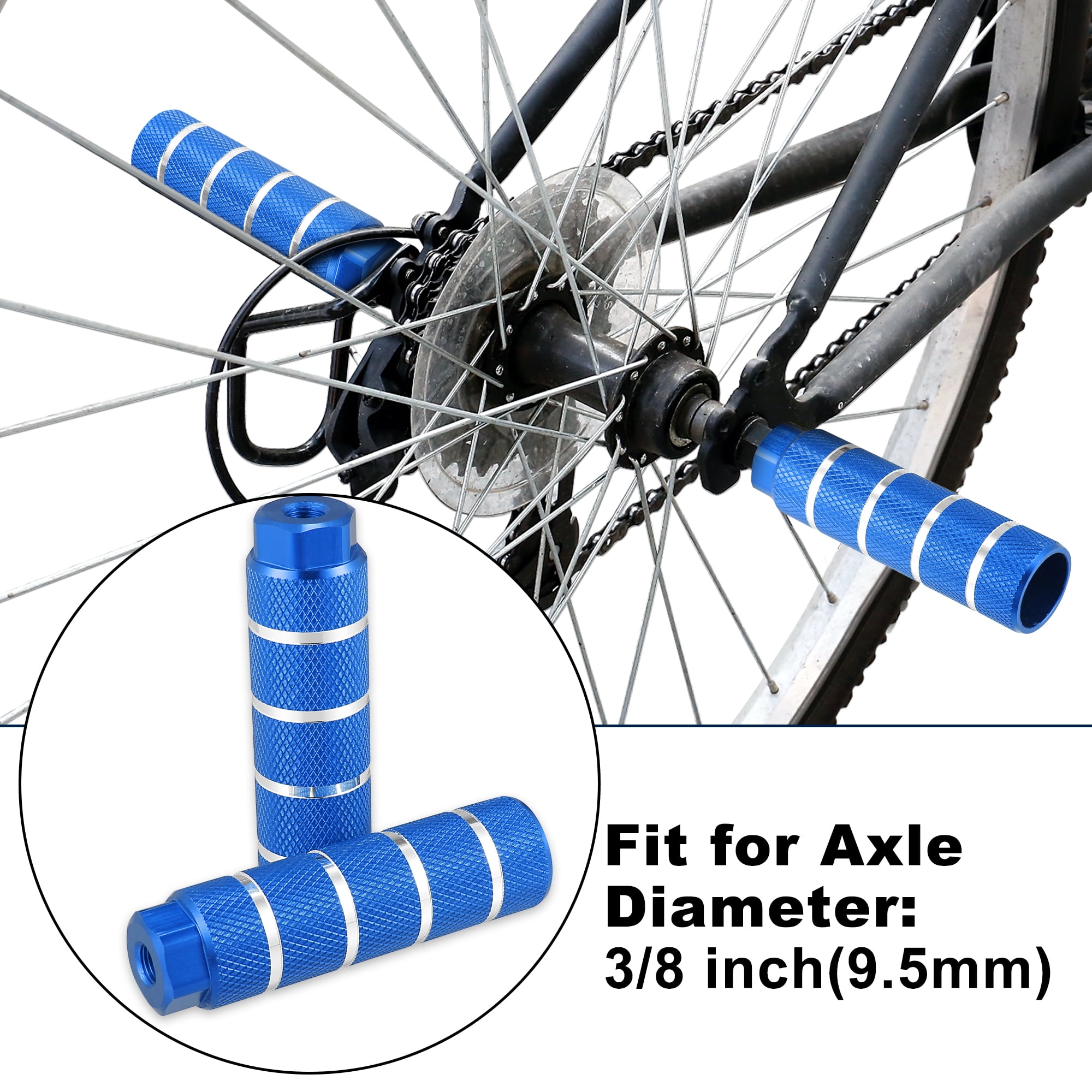 Unique Bargains Rear Foot Pegs for BMX MTB Bike Bicycle Fit 3/8 Inch Axles Blue
