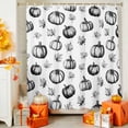 thumbnail image 4 of Autumn Thanksgiving Shower Curtains for Bathroom, Pumpkin Maple Leaf White Theme Waterproof Fabric Shower Curtain for Bathroom Bathtub Decoration, Machine Washable, 36"x72", 4 of 9