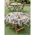 thumbnail image 5 of Outdoor Tablecloth with Umbrella Hole Zipper Orange Grey Botanical Round Tablecloth 60" Waterproof Table Cloth Rustic Country Spring Floral Summer Leaf Patio Table Cover Tablecloths for Picnic, 5 of 8