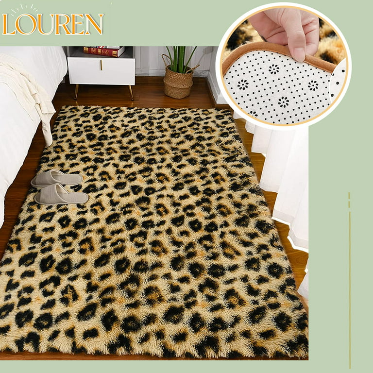 Fashionable and durable Fluffy Leopard Print Rug, Premium Cheetah Print  Area Rugs, Soft Comfy Faux Fur Animal Printed Carpet