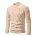 thumbnail image 2 of JTieacloth Mens Sweaters Pullover Autumn And Winter New Semi High Neck Casual Sweater Base Men's Jacquard Fashion Plus Size Base Sweater(Yellow), 2 of 3