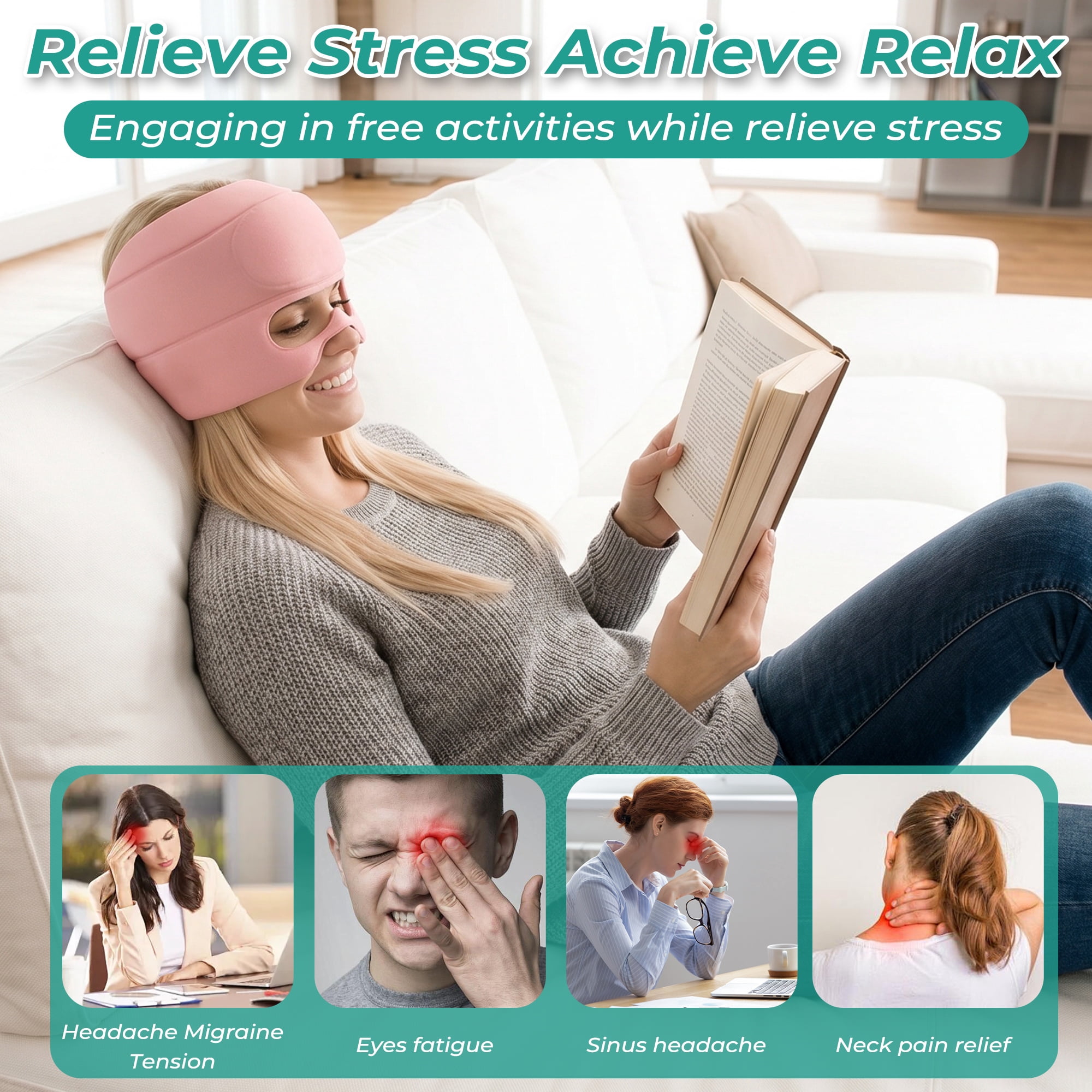 Solid Gel Cap for Hot or Cold Compress, Eye Ice Mask for Sleep and Headache Relief, Reusable Cooling Hat for Pressure and Sinus Comfort