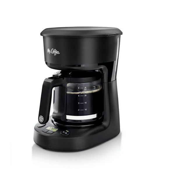 Mr. Coffee 5-Cup Programmable Coffee Maker, Space-Saving Coffee Machine, Black