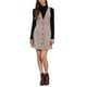 thumbnail image 2 of Vestido sin mangas de tirantes de cuadros houndstooth Inspire Chic para mujer L en color caqui, 2 of 6