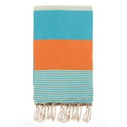 Swan Comfort 100% Organic Turkish Cotton Absorbent Beach & Bath Towel - Blue - Orange