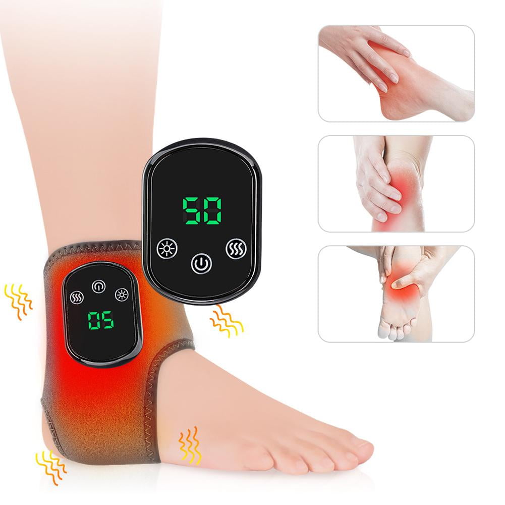 2 PCS USB Rechargeable 3-in-1 Foot & Ankle Massager with Heat, 5 Heat Levels & 3 Vibration Modes, Portable Heating Pad for Home Office Travel, Gift for Men Women