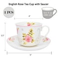 thumbnail image 2 of STP GOODS Porcelain Kitchen Teacups 13.5 fl oz (400 ml) Floral Tea Cups English Rose Tea Cup with Saucer Pretty Tea Cup with Matching Saucer Christmas Mugs, 2 of 16