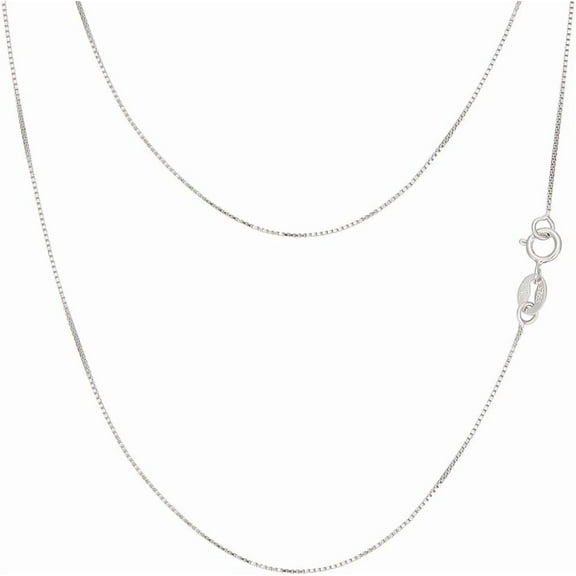 Silver 1 Box 2Pcs 925 Sterling Silver Italian Box Chain Necklace 18 inch Thin Cable Chain