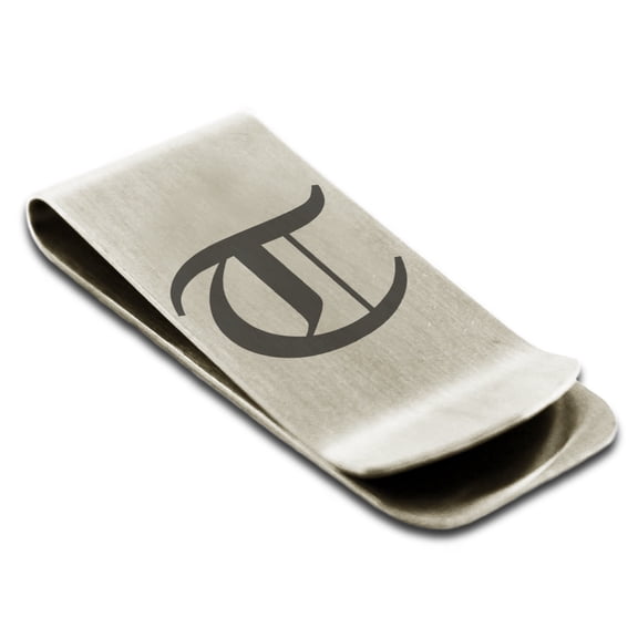 Tioneer Stainless Steel Letter T Initial Old English Monogram Engraved Engraved Money Clip Credit Card Holder