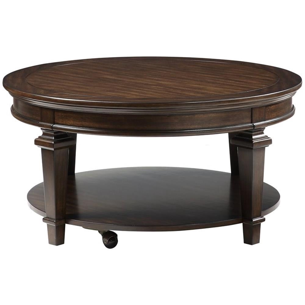 Maklaine 40" Round Traditional Wooden Coffee Table in Espresso