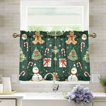 Yayeee Kitchen Curtains Light Filtering 27"x36" Rod Pocket Short Cafe Window Panel, Green Christmas Trees