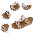 thumbnail image 5 of Rokment Womens Orthopedic Wedges Dressy Sandals 2026 Summer Fashion Casual Geometric Leather Open Toe Arch Support Platform Dress Slip on Comfortable Chunky Heeled Walking Slides White Size 6, 5 of 7