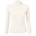 thumbnail image 4 of DHFJKG Women Ruffles Knit Ribbed Sweater Base Top Casual Turtleneck Slim Fit Long Sleeve Layering Pullover Autumn Winter Comfort Jumper Tops, 4 of 4