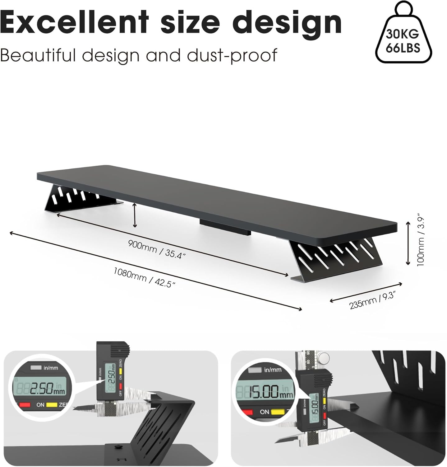 Wood and Steel Dual Monitor Stand Riser for Desktop, Laptop, PC, and Printer