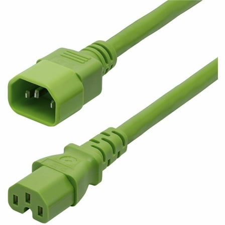 StarTech 6ft 1.8m Heavy Duty PDU Power Cord IEC 60320 C14 to C15 15A 250V 14AWG Green Power Cable UL Listed