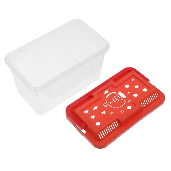 WEUVEB Travel Fish Tank Portable Red Plastic Aquarium with Clear Viewing and Handle