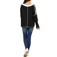 thumbnail image 3 of Women Stripe Print Colorblock Crew Neck Long Sleeve Pullover Shirt, 3 of 3