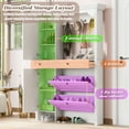 thumbnail image 4 of Hall Tree Entryway Storage Solution, 4-in-1 Space Saving Design with Flip Shoe Cabinets, Mirror & Hooks for Home Entrance Organizer, White, 4 of 15
