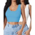 thumbnail image 1 of Crop Tops AURUZA sin mangas con escote en U, 2 piezas blanco+azul, 1 of 6