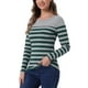 thumbnail image 4 of BLUSA DE MUJER INSPIRE CHIC, T-SHIRT CASUAL DE MANGA LARGA EN RAYAS DE BLOQUES DE COLOR, TAMAÑO S, VERDE OSCURO Y GRIS, 4 of 6