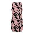 thumbnail image 4 of vigerkar Women's Summer U Neck Dress 2025 A-Line Floral Sleeveless Casual Sundresses with Pockets Pink, L, 4 of 7