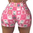 thumbnail image 2 of Salouo Pink Christmas Cheer Print Women's Athletic Shorts,Booty Shorts Biker Shorts High Waisted Elastic Workout Shorts for Yoga Gym Running Sports-Large, 2 of 8