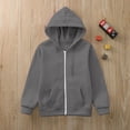 thumbnail image 2 of Resicozy Zip Up Hoodie Uniform Boys Girls Zipper Sweatshirt Oversized Y2K Fall Hooded Jackets Clothes with Pockets 3-12 Years Dark Gray 110, 2 of 6