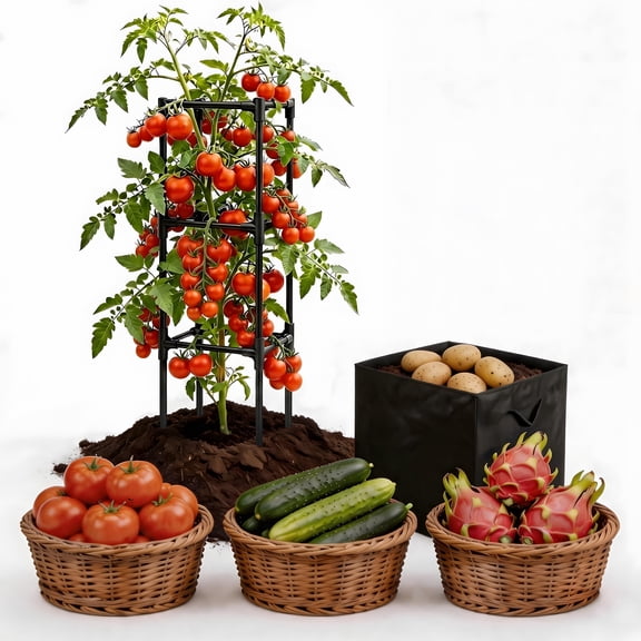 MQHUAYU 47.3in Metal Tomato Cage,2-in-1 Dragon Fruit Trellis ,Plant Support Cage for Tomato &Climbing plants, Indoor Outdoor Use