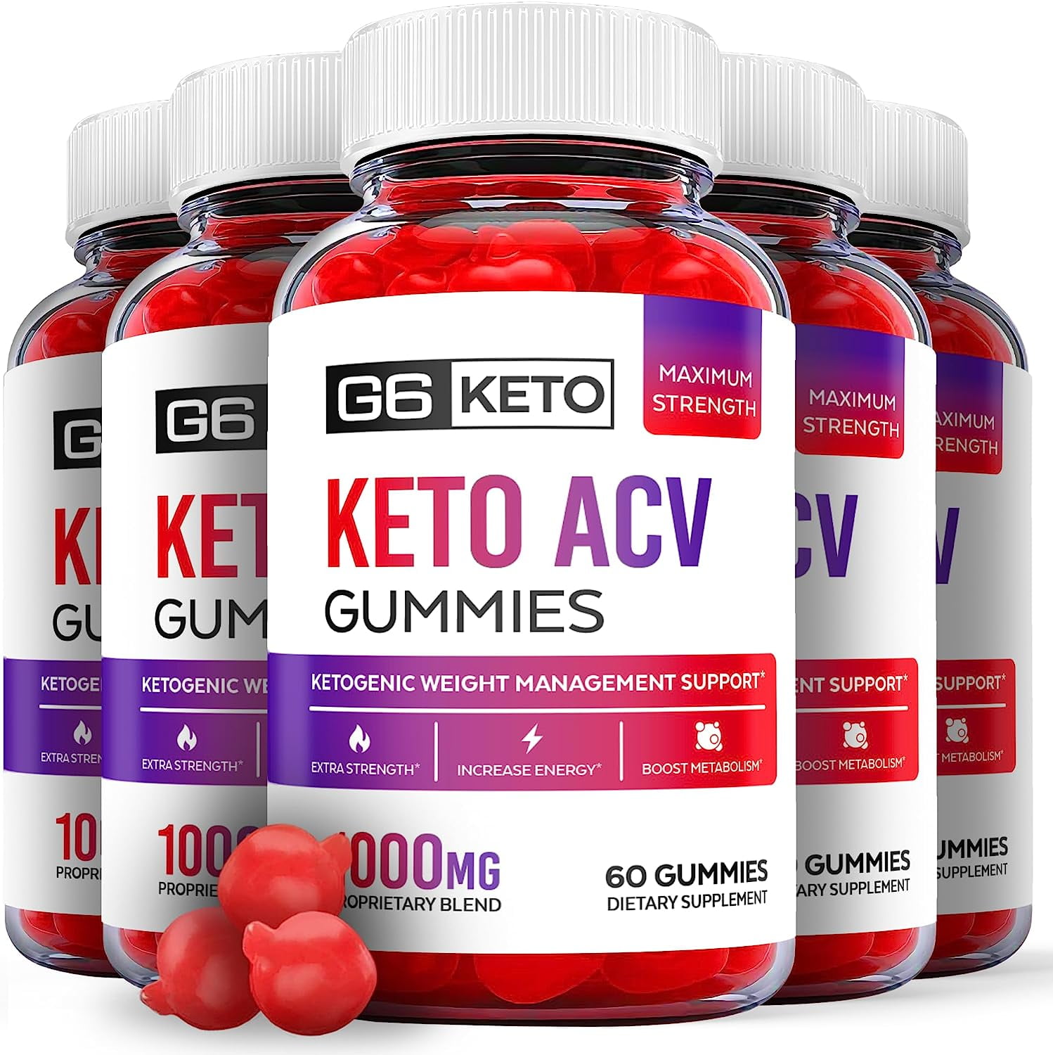 (5 Pack) G6 Keto ACV Gummies - Supplement for Weight Loss - Energy ...