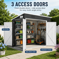 thumbnail image 6 of Seizeen 4x8FT Outdoor Storage Shed, Weatherproof Galvanized Steel Garden Tool Shed w/ 3 Lockable Doors, Air Vents, Sloped Roof, Outdoor Utility Shed for Bikes, Patio Equipment & Lawn Tools, Black, 6 of 9