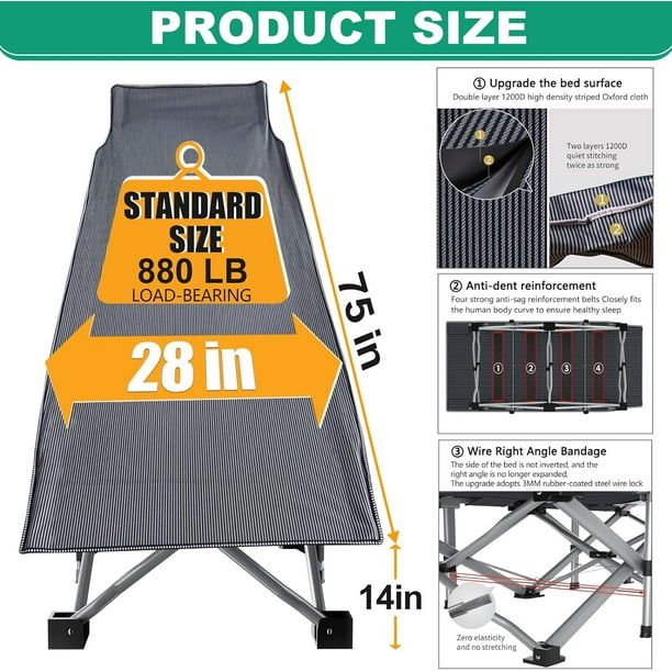 Slsy XL Folding Bed Cot with 3.3 Inch Mattress 75 28 Folding Sleeping Cot Guest Bed Folding Camping Cots with Carry Bag Walmart Business Supplies