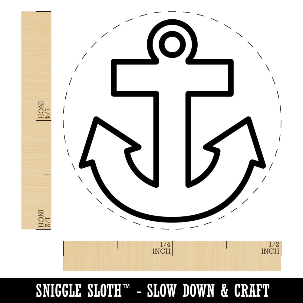 Boat Anchor Nautical Outline Self-Inking Rubber Stamp Ink Stamper - Fuchsia Ink - Mini 1/2 Inch