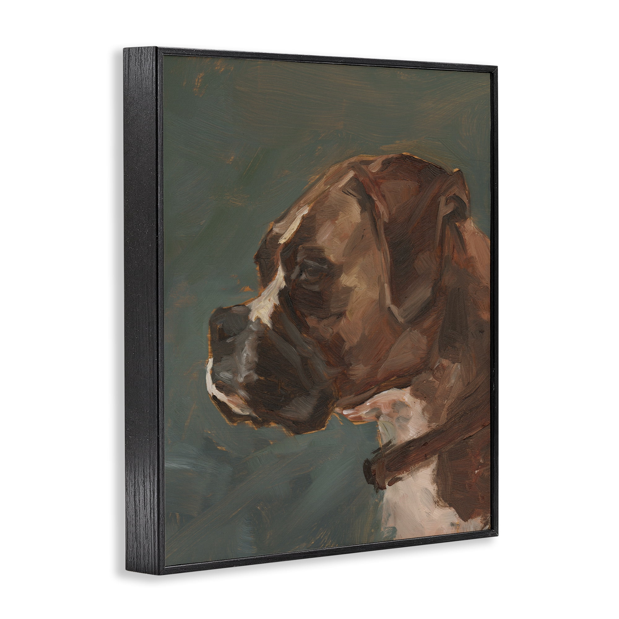 Stupell Industries Bulldog Gazing Portrait Animals & Insects Painting Black Framed Art Print Wall Art, 11 x 14