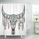 thumbnail image 1 of ABPHQTO Fantástica calavera de toro con armadura de hierro Joyas de cuentas y plumas Motivos Juego de cortinas de ducha impermeables para baño 165x180 cm, 1 of 2