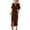 Brown, variant on Qiopertar Women V-Neck Short Sleeve Knot Waist Wrap Midi Dress Casual Elegant Side Slit Flowy Fabric Spring Summer Brunch Vacation Cocktail Party Dress, Black L