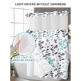 thumbnail image 6 of No Hook Shower Curtain with Snap-in Liner, Aqua Grey Botanical Waterproof Fabric Bathroom Curtains, Watercolor Spring Floral Summer Leaf Bath Curtains & Mesh Top Window Standard 72''x72'', 6 of 9
