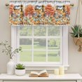 thumbnail image 2 of Yellow Orange Pumpkin Fall Curtain Valances for Windows, Kitchen Valance Window Treatments Panel 2 Pack, Thanksgiving Plaid Botanical Truck Rod Pocket Short Curtains for Bathroom Bedroom 60 x 18 Inch, 2 of 8