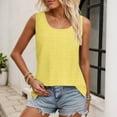 thumbnail image 4 of MIXUE Womens Summer Tops Solid Color Crew Neck Sleeveless Loose Tee Shirts Streetwear,Yellow,M, 4 of 9
