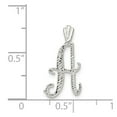 thumbnail image 2 of White Sterling Silver Charm Pendant Polished & Textured Letter A Chain Slide, 2 of 2